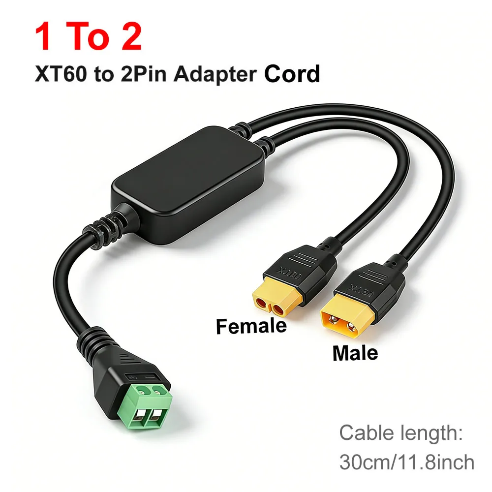 XT60 Connectors Terminal Adapter, XT60 naar 2Pin Soldeerloze Terminal Adapter voor Zonnepanelen, Drone, Modelvliegtuigen, Balanslader