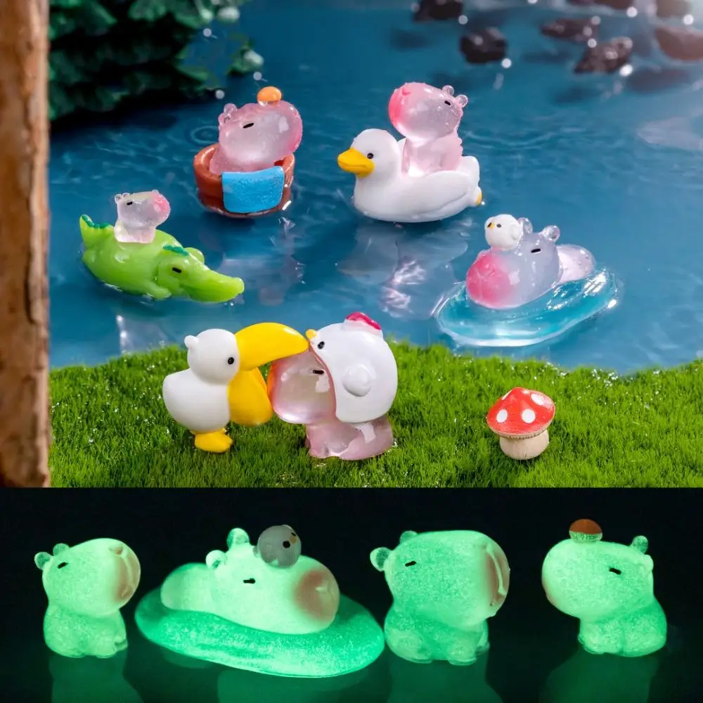 

Cartoon Luminous Capybara Statue Resin DIY Accessories Miniature Capybara Figurines Gift Bonsai Mini Animals Figurine