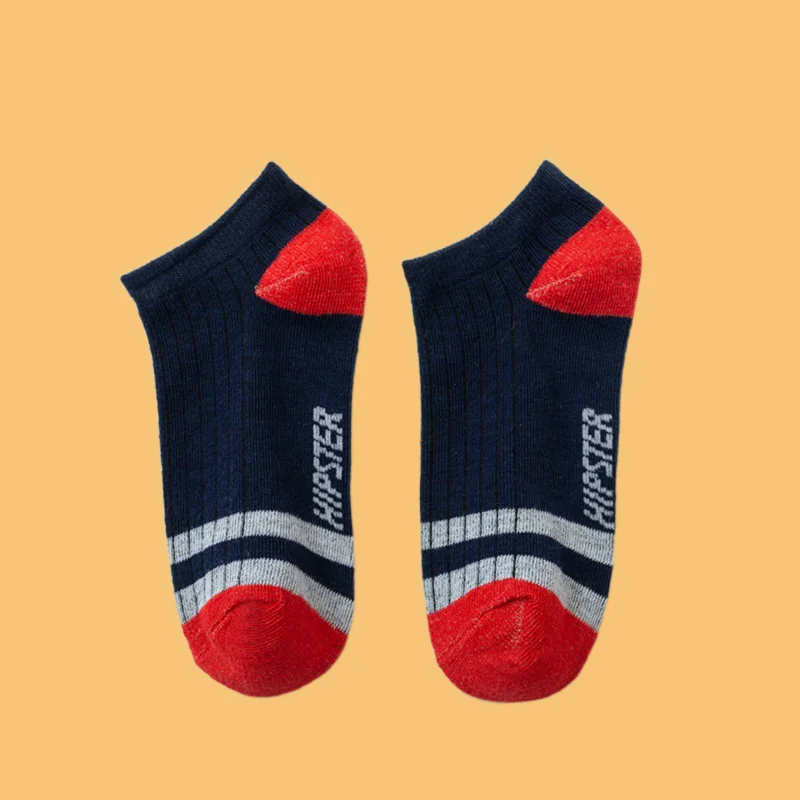 5/10 Pairs Striped Shallow Elastic Boat Socks Short Socks Summer Men's Color Matching Sports Summer Socks Sweat-Absorbing Socks