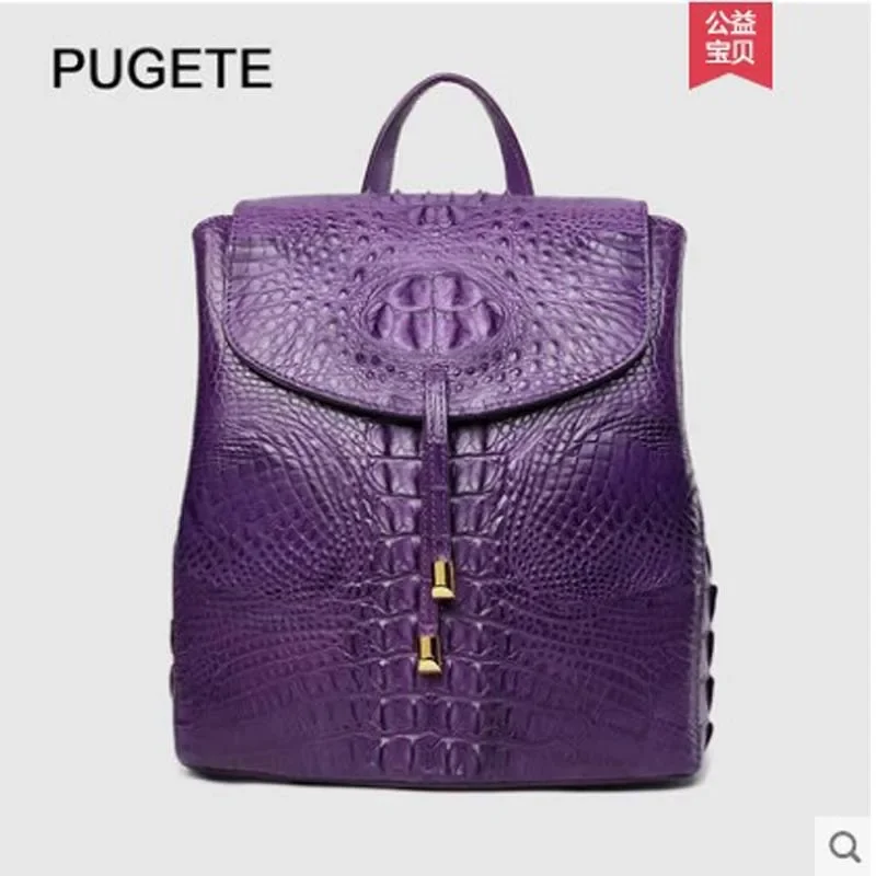 

pugete New crocodile leather backpack crocodile leather leisure fashionable lady's bag