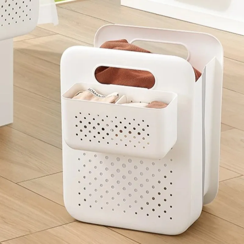 

Foldable Laundry Basket with Dividers - Collapsible Clothes Hamper, Waterproof Bathroom Storage Organizer for Bedroom & Shower