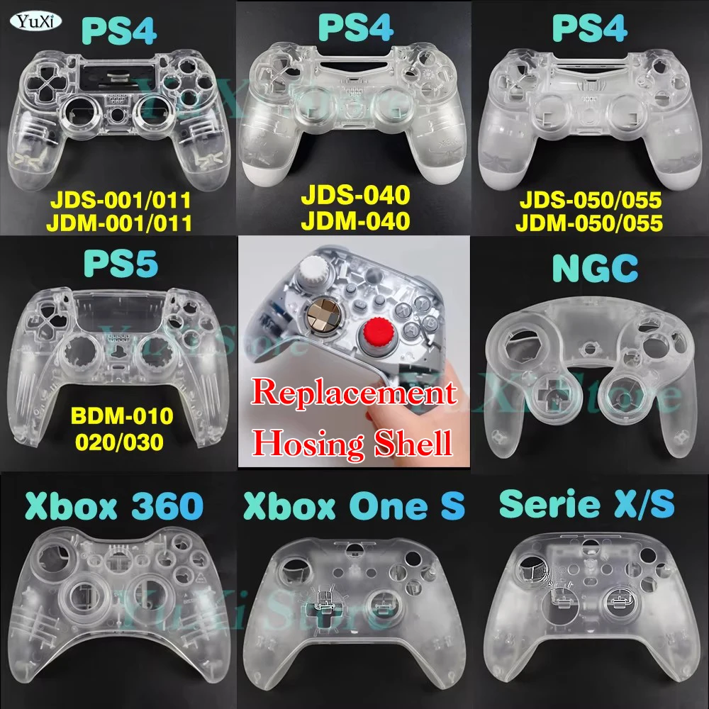 حافظة بديلة شفافة كاملة لوحدة تحكم PS4 Pro Slim PS5 لأجهزة Xbox One Slim Xbox Series XS Xbox 360 NGC