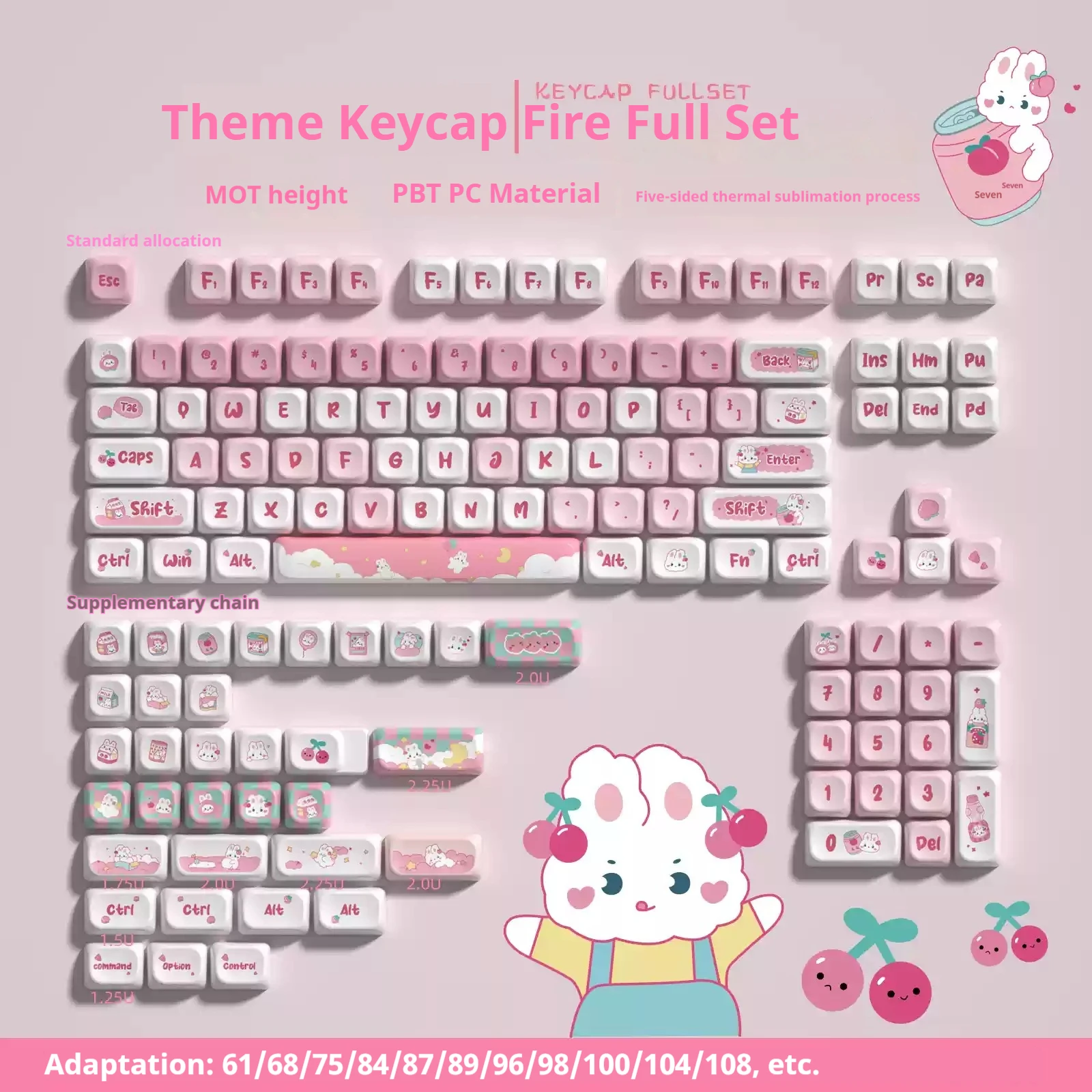 Mot Anime Themed Keycaps Made Pbt Material 140 Keys Heat Sublimation Technology Customized Personalized Themes Ergonomic Design