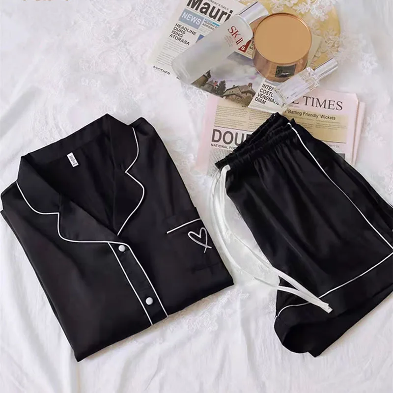 

Комплект женской пижамы из 2 предметов: шорты и кардиган из ледяного шелка для дома, большие размеры, для молодых девушек