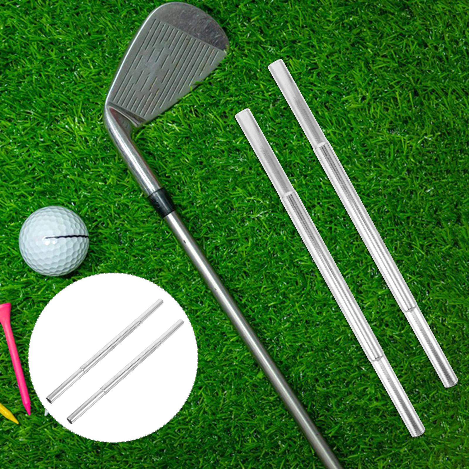 

2Pcs Golf Club Shaft Extender Tool Iron Made Lengthening Stick Precise Shots Performance Boost Easy Setup Putter Shaft