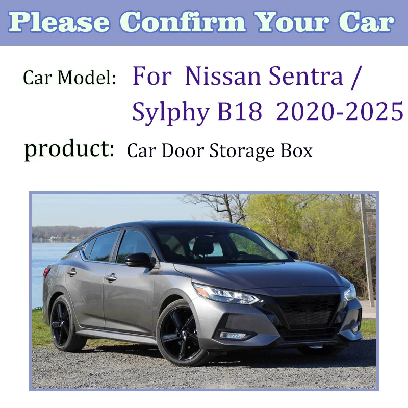 Car Door Slot Storage Box For Nissan Sylphy Accesorios Sentra B18 2024 2023 2020-2025 Auto Interior Anti-slip Pocket Storage Pad