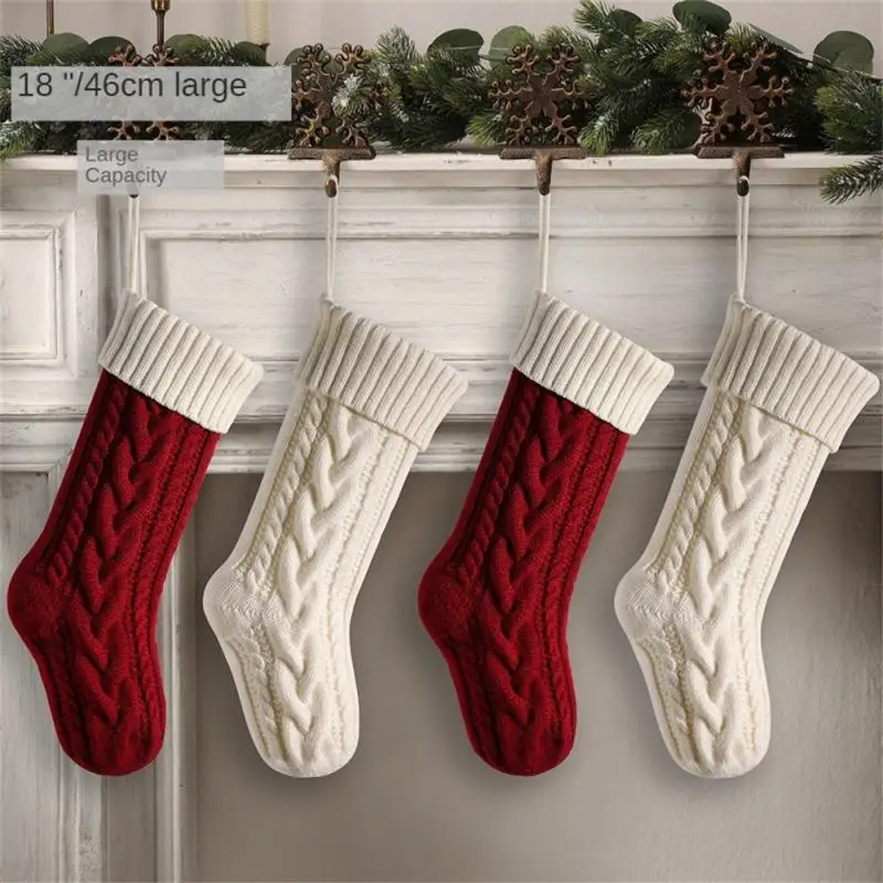 5/10PCS Knitted Christmas Stockings Reusable Exquisite Christmas Candy Stockings Mini Christmas Stockings High Capacity Safety