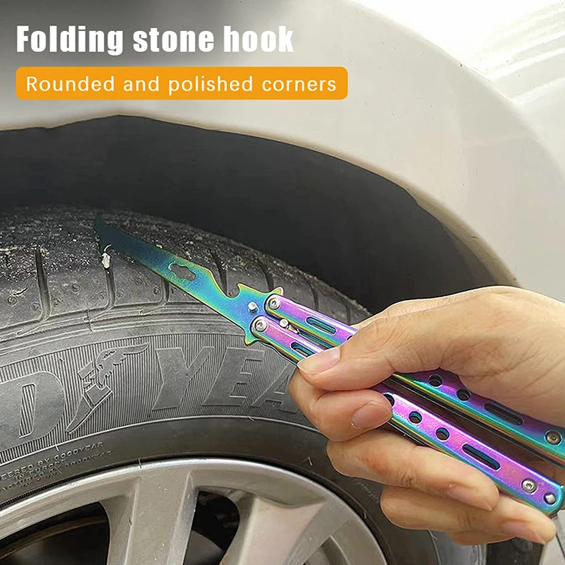 1Pcs Motor Tire Stone Cleaner Stone Remover Tire Repair Tools Foldable Tire Cleaning Hook Screwdriver AccessoryHot