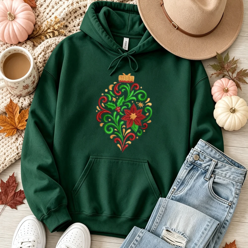 Embroidery Xmas Ornaments - زينة عيد الميلاد، نبات البوينسيتيا، نبات