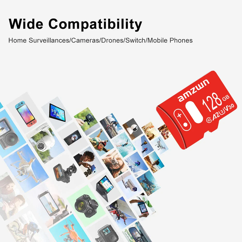 amzwn Memory Card 64GB High Speed Mini TF Card C10 U3 A2 for Drone Audio Surveillance Device 64GB TF Card 128GB 32GB SD Card