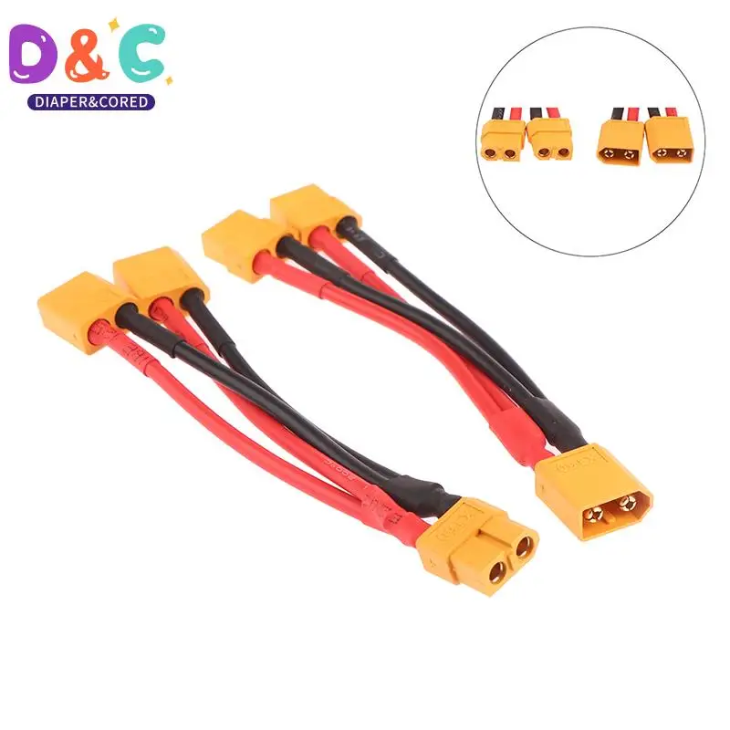 Male Female Cable Dual Extension Y Splitter 3-Way 14AWG Silicone Wire XT60 Parallel Battery Connector For RC Motor