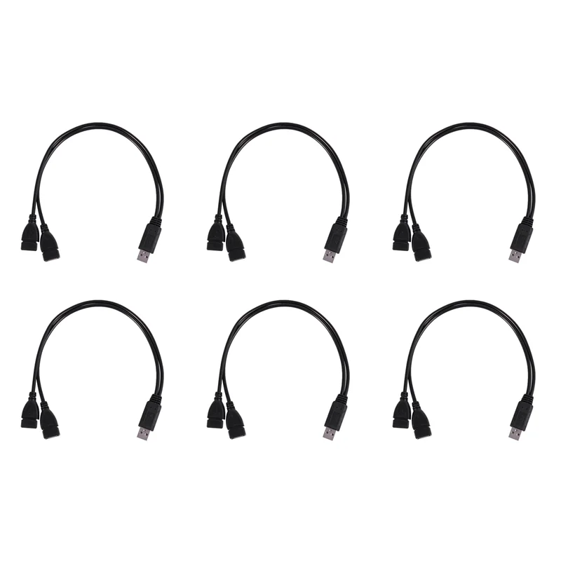 6X USB 2.0 ذكر إلى 2 USB مزدوج أنثى جاك Y الفاصل محور سلك الطاقة كابل محول-ABJU