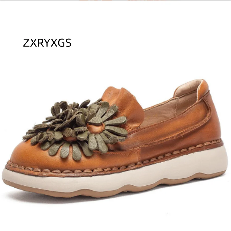 

ZXRYXGS New 2026 premium Full Genuine Leather Flowers Shoes Platform Heighten Shoes High Heels Women Elegance Fashionable Shoes