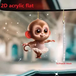 Cute Cartoon Ballet Monkey Acrylic Keychain Fun Animal Pendant Versatile Charm for Car Mirror,Backpack,Festive,Party,Gift&Decor