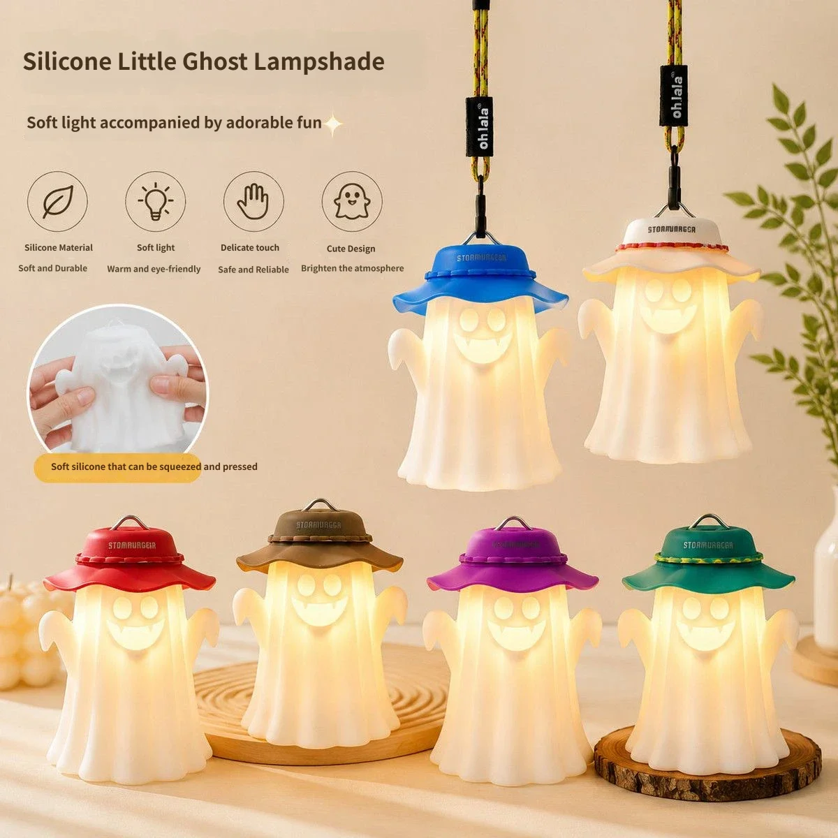 Cute Ghost Shape Silicone Camping Lantern Shade Compatible with 38 Explore Goal Zero And Most Cylindrical Camping Lights view 3