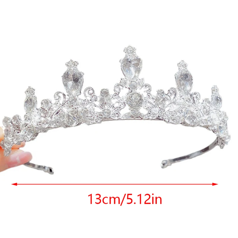 New Women Girls Silver Color Crown Headwear Korean Crystal Tiara Fashion Birthday Dress Rhinestone Crown Hair Accessories