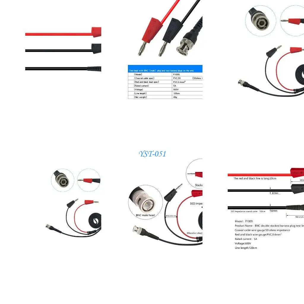 

E15A BNC Male to 4mm Banana Plug Adapter,BNC Male Plug to 4mm Dual- Banana Socket Binding Post Splitter Connector