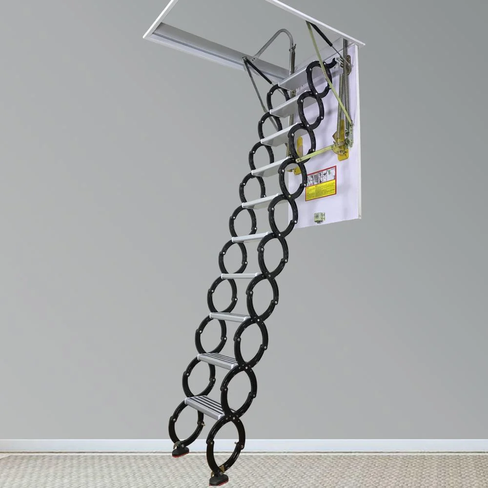 Escalera telescópica plegable de aleación de acero de lujo para ahorrar espacio en casas pequeñas, escalera para áticos, lofts y apartamentos con certificación CE