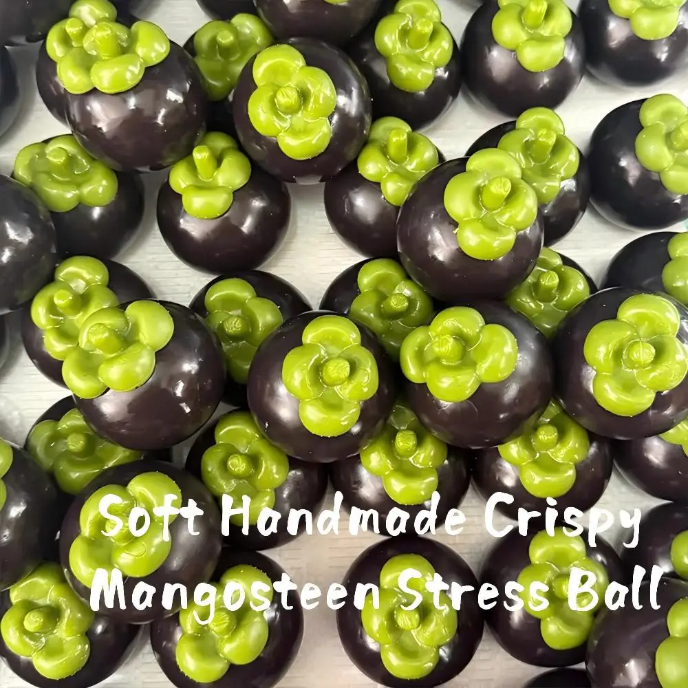 Soft Handmade Crispy Mangosteen Stress Ball Fidget Toy Crunchy Squeeze Ball Round Blocks Filled ASMR Anti Stress Toys for Adults