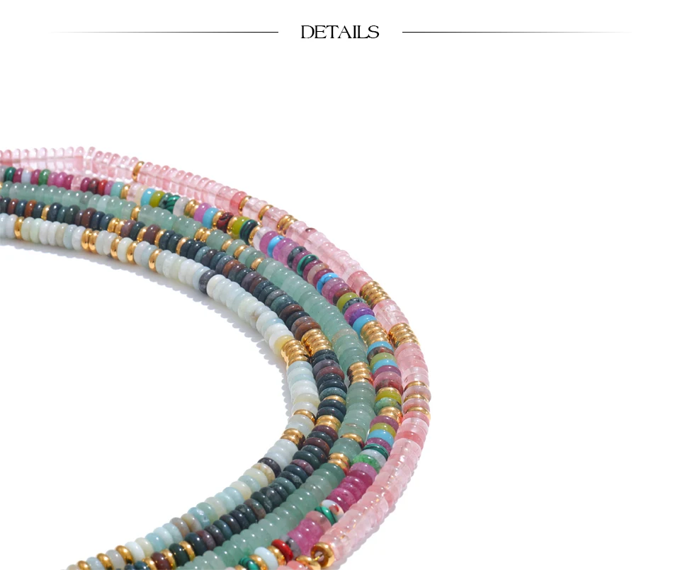 Yhpup Bunte Natursteinperlen, handgefertigte Kette, Y2K-Mode-Halskette für Frauen, Edelstahl, wasserdicht, Kragen, Schmuck, Geschenk – Detail 9