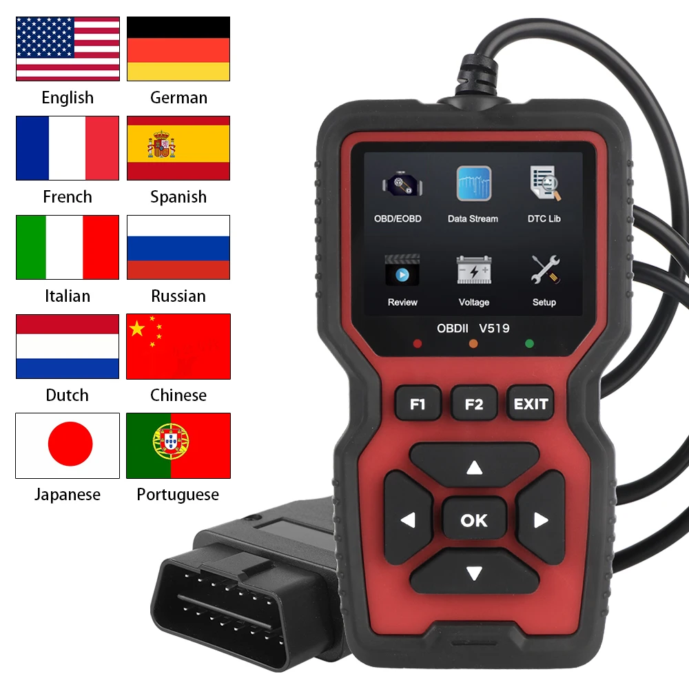 

OBD2 Scanner Automotive Fault Diagnosis Instrument V519 Elm327 Battery Voltage Detection Engine Fault Reading Data