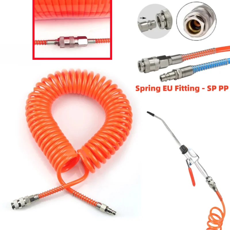 

Compressor Air Tools 6M 9M 12M High Pressure PU Tubing Gas Spring Pneumatic Spiral Tubing EU Quick Coupling Pipe EU Type