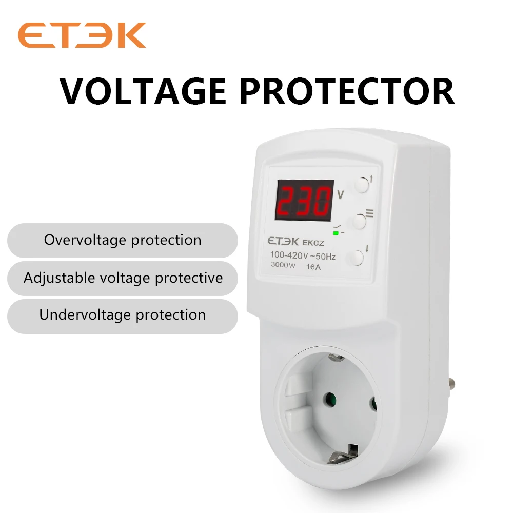 ETEC 過電圧保護リレー 16A AC140-300V 16A 電子多機能冷蔵庫プラグとソケット EKCZ