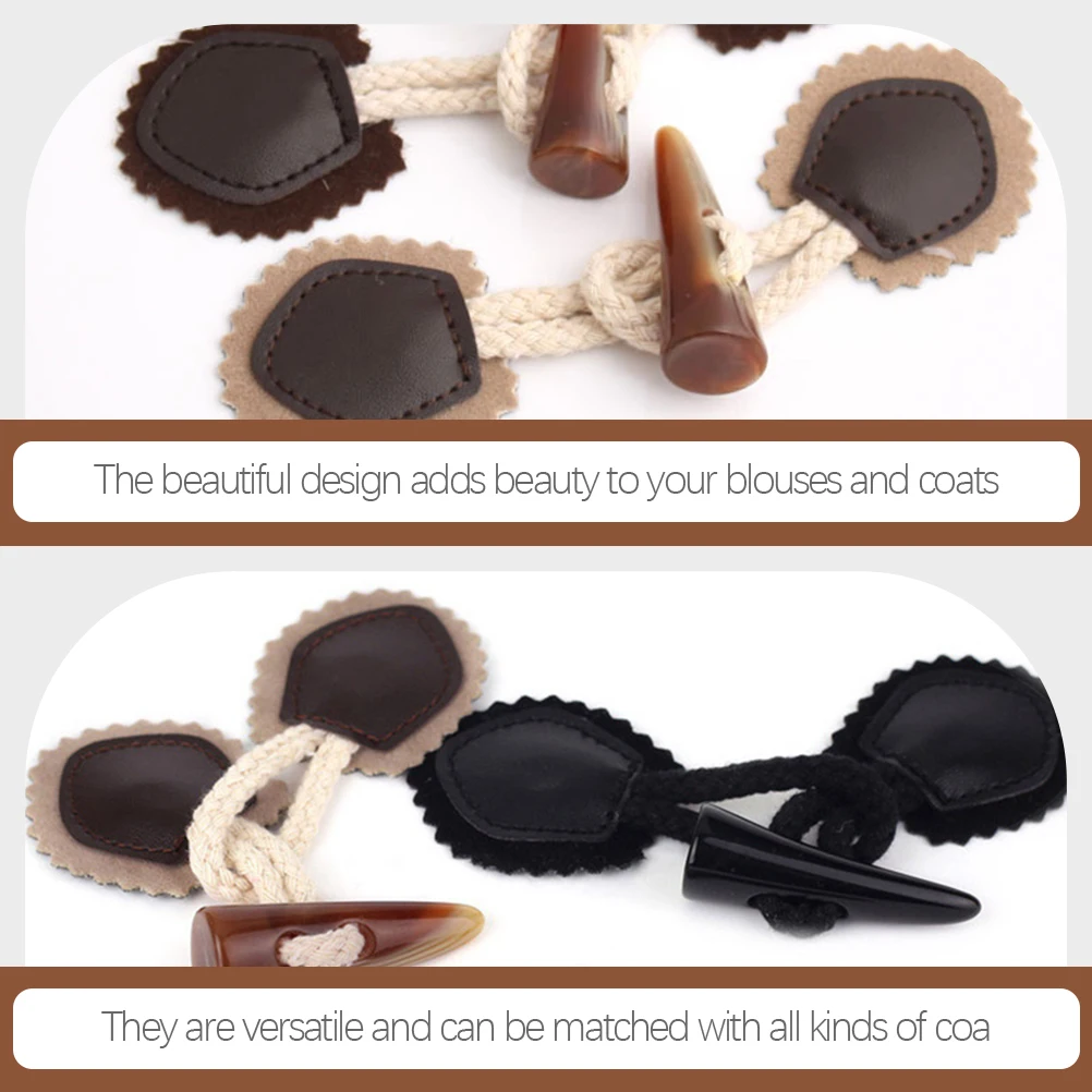 

Cow Toggle Buttons Pu Sew-On Toggles For Coats Jackets Cardigans Decorative Closure Replacement Buckles