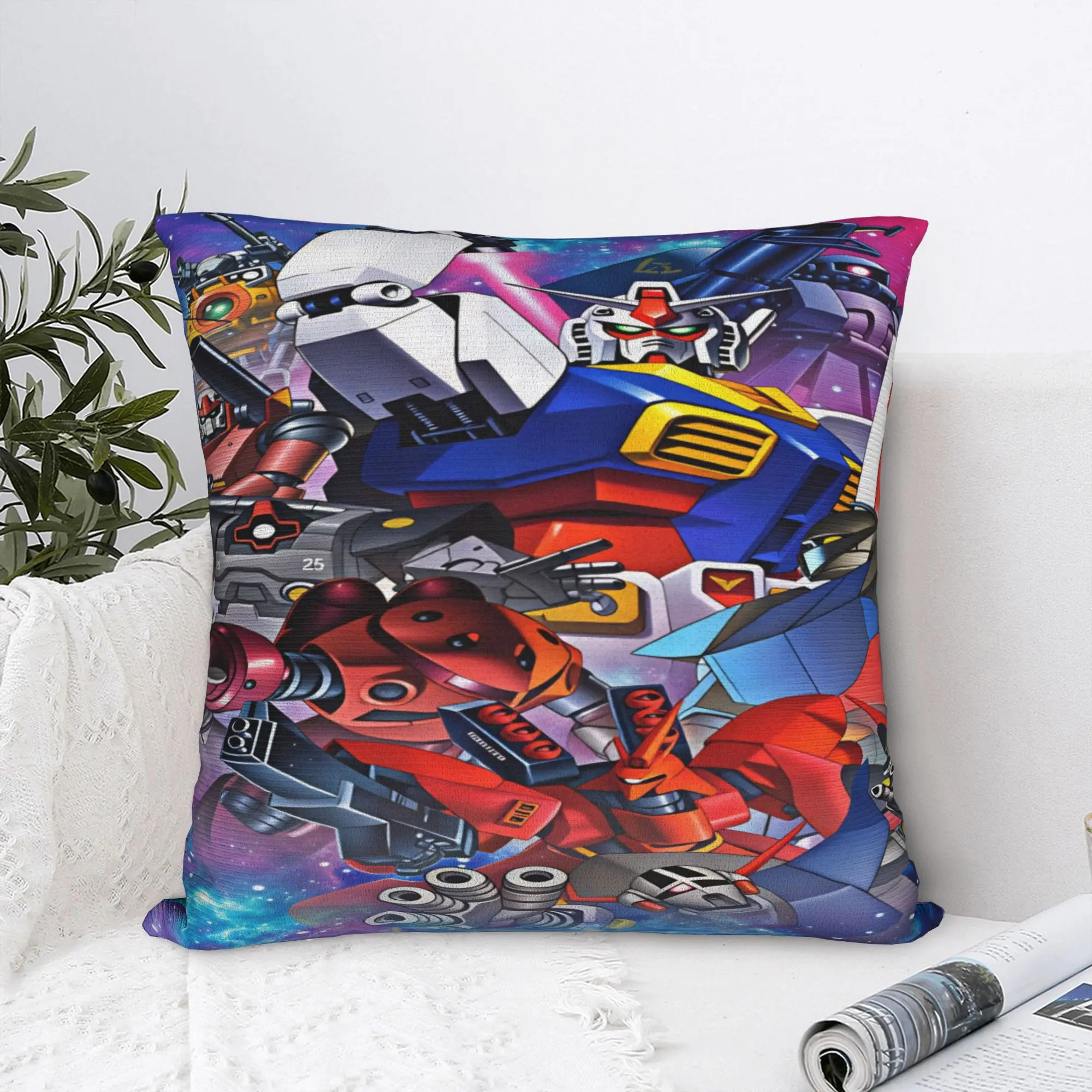 Mobile Suit Gundam Pillow Cover  Custom Cushion Cover Fashion Pillow Case For Sofa Couch Bed Living Room