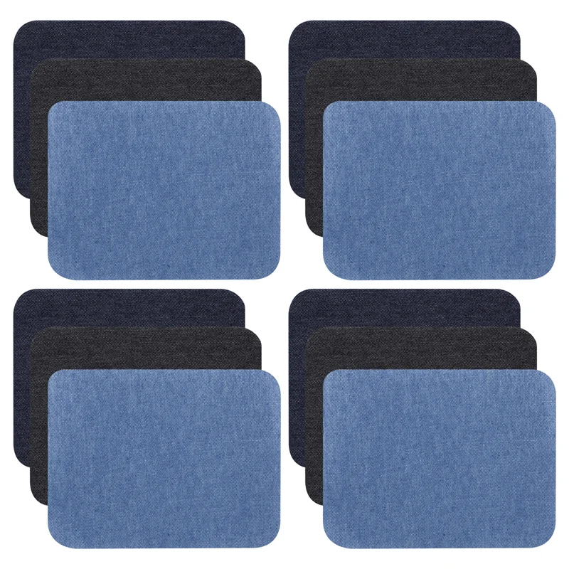 

ABRT-Iron On Denim Patches For Clothing Jeans 12 Pcs, 3 Colors (4.9 Inch X 3.7 Inch)