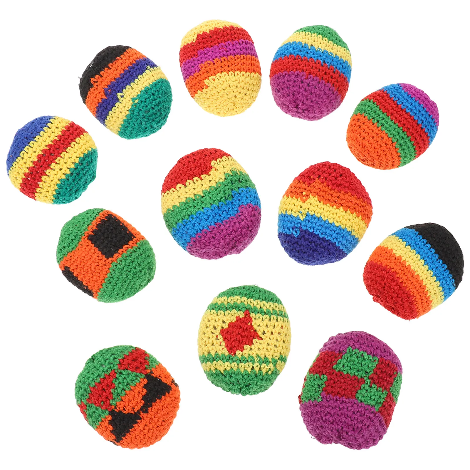 

Набор из 12 вязаных вручную мешочков для игры в бин-багс для детей - Мягкий разноцветный игровой набор для игр в помещении и на улице, для развития сенсорной координации