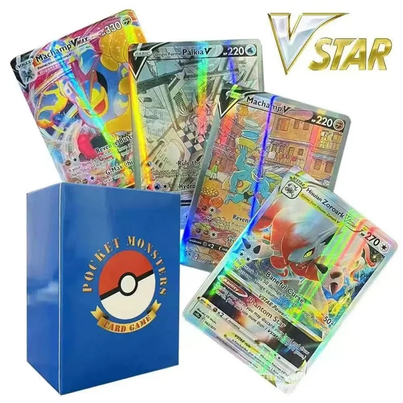 55-120 szt. Karty Pokemon Pikachu Flashcard Gold Vmax GX Vstar Angielski Hiszpański Francuski Niemiecki Kolekcja Karty do Walki Zabawki Prezenty