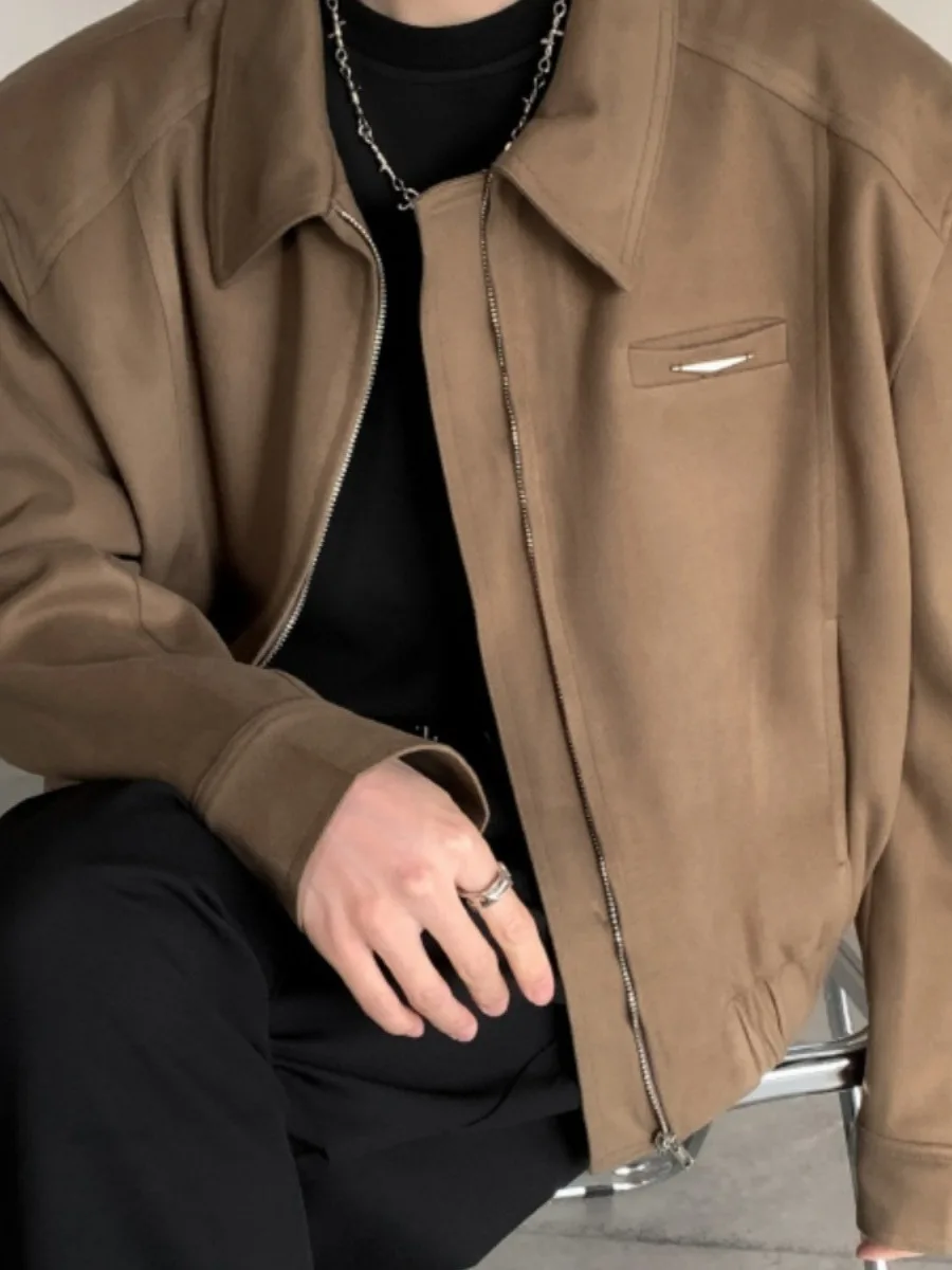 

Cleanfit Men's ort Jaet Vintage Sle Metal oulder Pads Zipper Woolen Coat Spring Autumn Faion Outerwear Waterproof