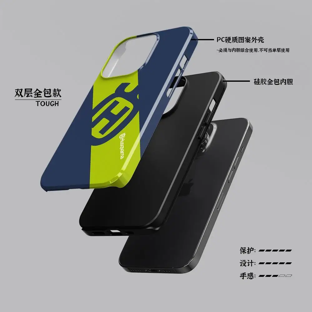 Car Motorcycle Logo Pattern Phone Case New Silicone For Husqvarna iPhone 16 15 14 13 12 11 Pro Plus Promax 7 8 Plus SE2 3 XXS Xr view 2