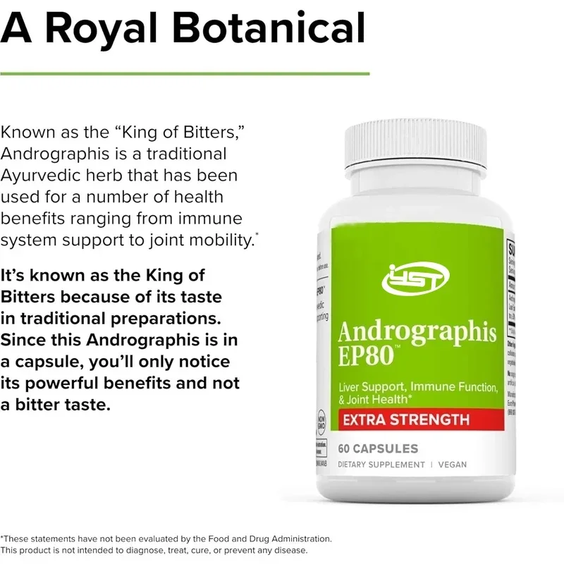 Andrographis EP80 Extra Strength -   Liver Support, Immune Function, and Joint Health - Non Genetically Modified, Gluten Free