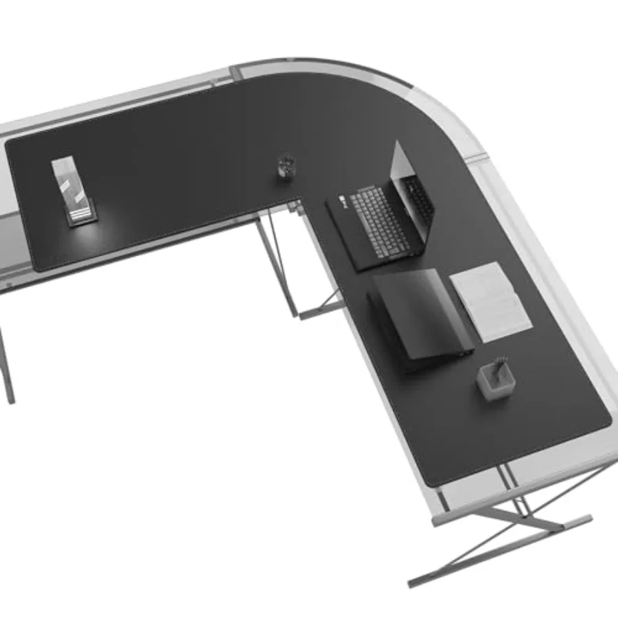 59" + 67" x 23.6" Black Large L Shaped Desk Mat - Dual Sided Leather Gaming Corner Desk Pad for Office Computer