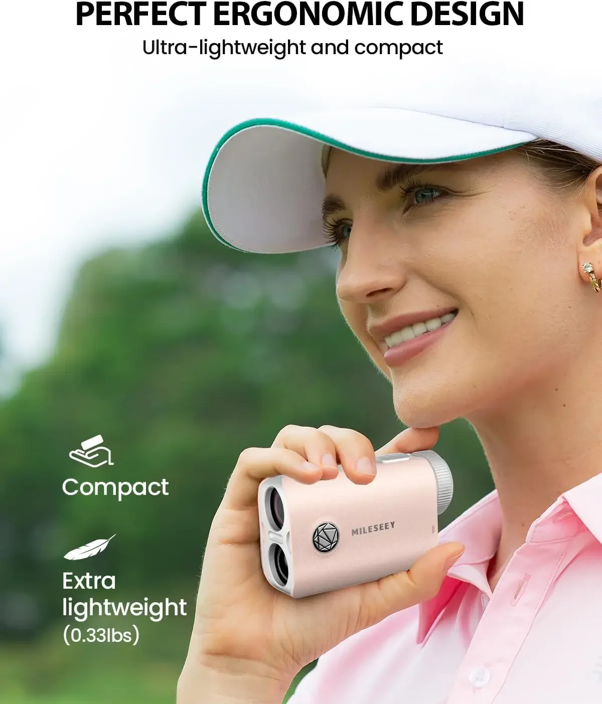 MILESEEY Pink PF1 Compact Rain Golf Rangefinder with Slope On/Off IP65 Waterproof 1000yd mini Golf Rangefinder