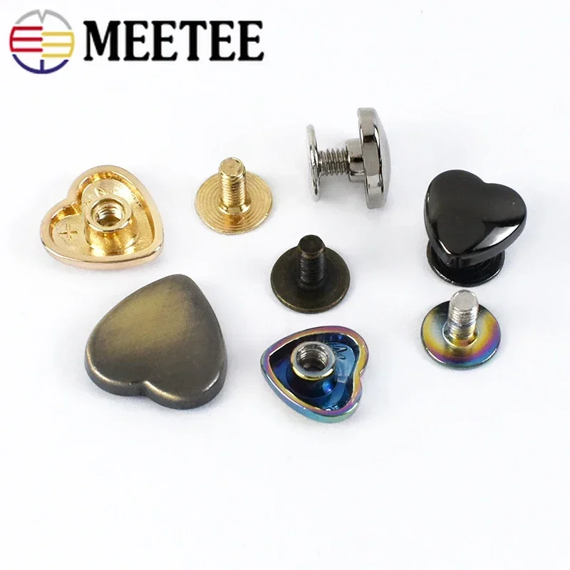 10/20Pcs 8/10/12/14mm Metal Nail Buckle Heart Rivets for Bag Handbag Decorative Studs Rivet Hook DIY Leather Craft Accessory