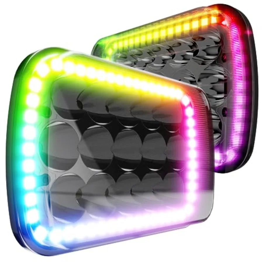 

2PCS Off Road Plug and Play Sealed Beam Led Lights H6054 7x6 5x7 Auto Light with RGB Halo Function For Wrangler YJ XJ Cherokee