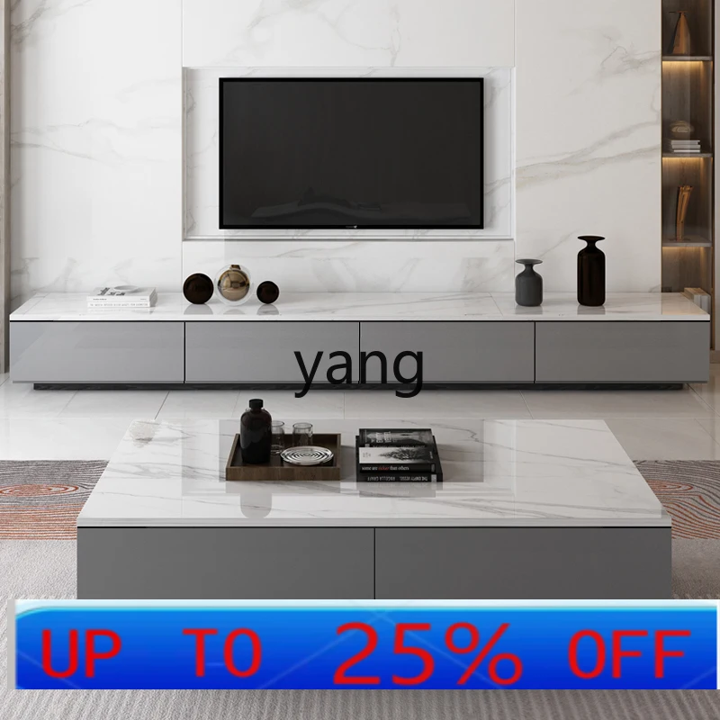 

LTT marble coffee table telescopic TV cabinet combination modern minimalist designer living room