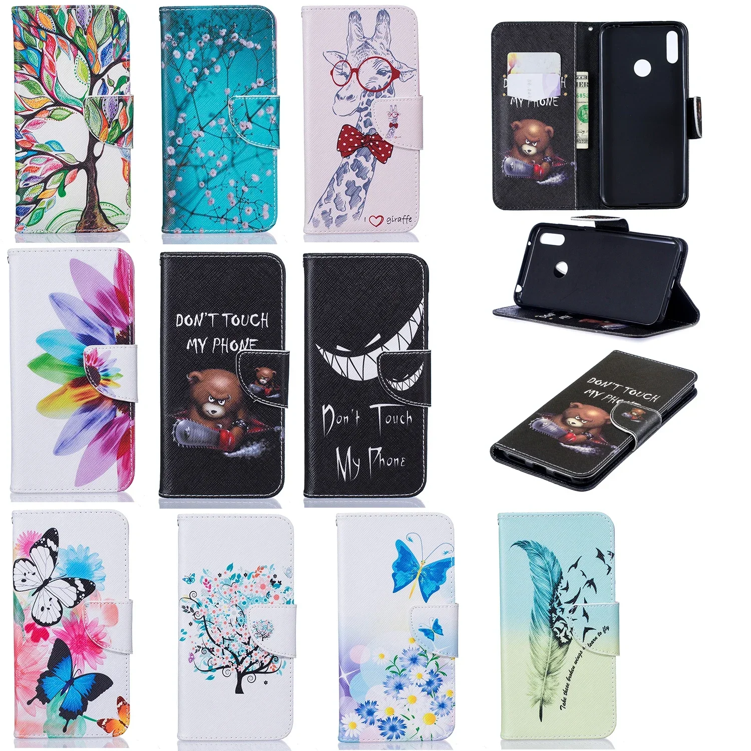 2024 Чехол для Luxury Wallet With Card Slot Holder Magnetic Flip Case For Huawei Y5 2019 Y5 P Y6 2019 Y6 P Y7 P Y7 2019 Y7 A Y6