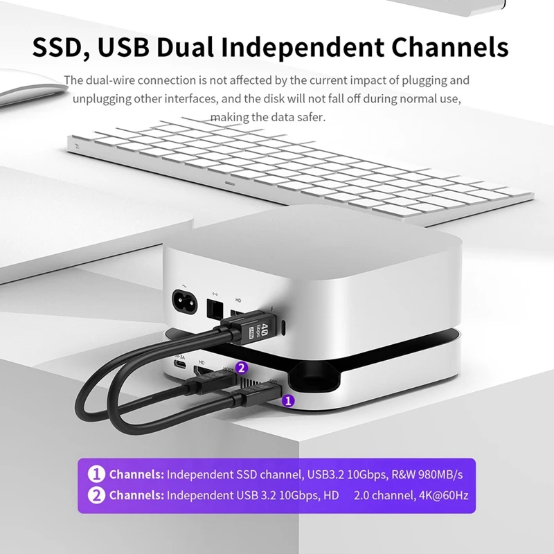 DT21 9in1 Docking Station for Mac Mini M4Pro 10Gbps SSD 4K@60Hz 100W PD Dual-Layer Cooling System