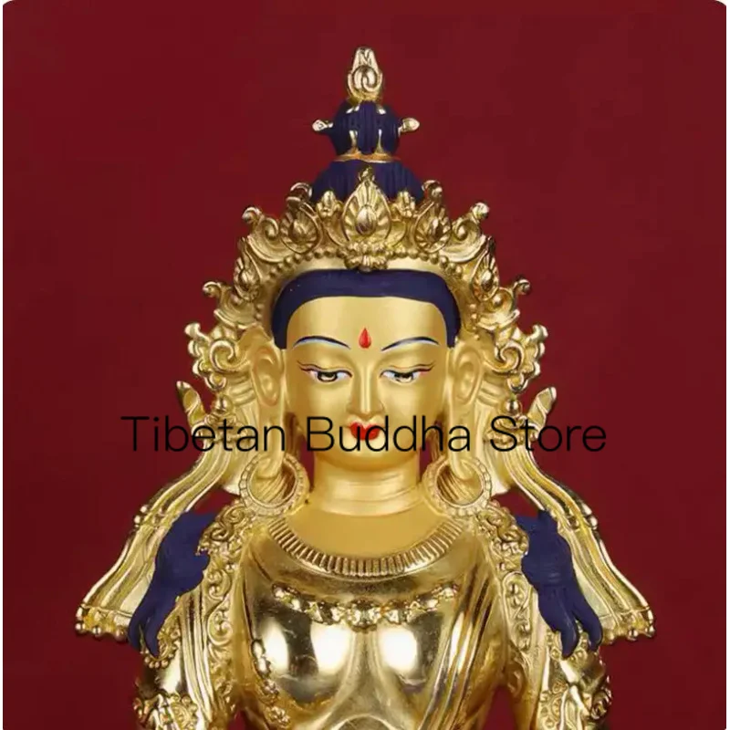 21cm Nepalese Xizang pure copper gilded land Tibetan King Bodhisattva Buddha decoration boutique