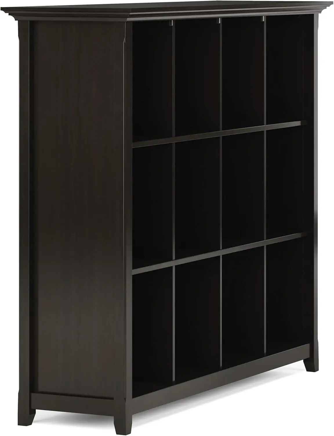 57 Inch Transitional 12 Cube Storage Bookcase in Hickory Brown, For the Living Room, Study Room an