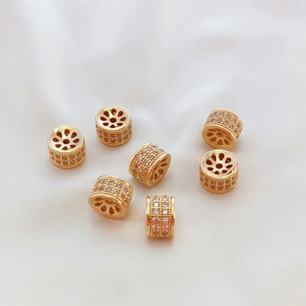 

Accessory 14K Zircon Through-hole Round Necklace Pendant with Lulu Through Beads, DIY Handmade Jewelry Accessory