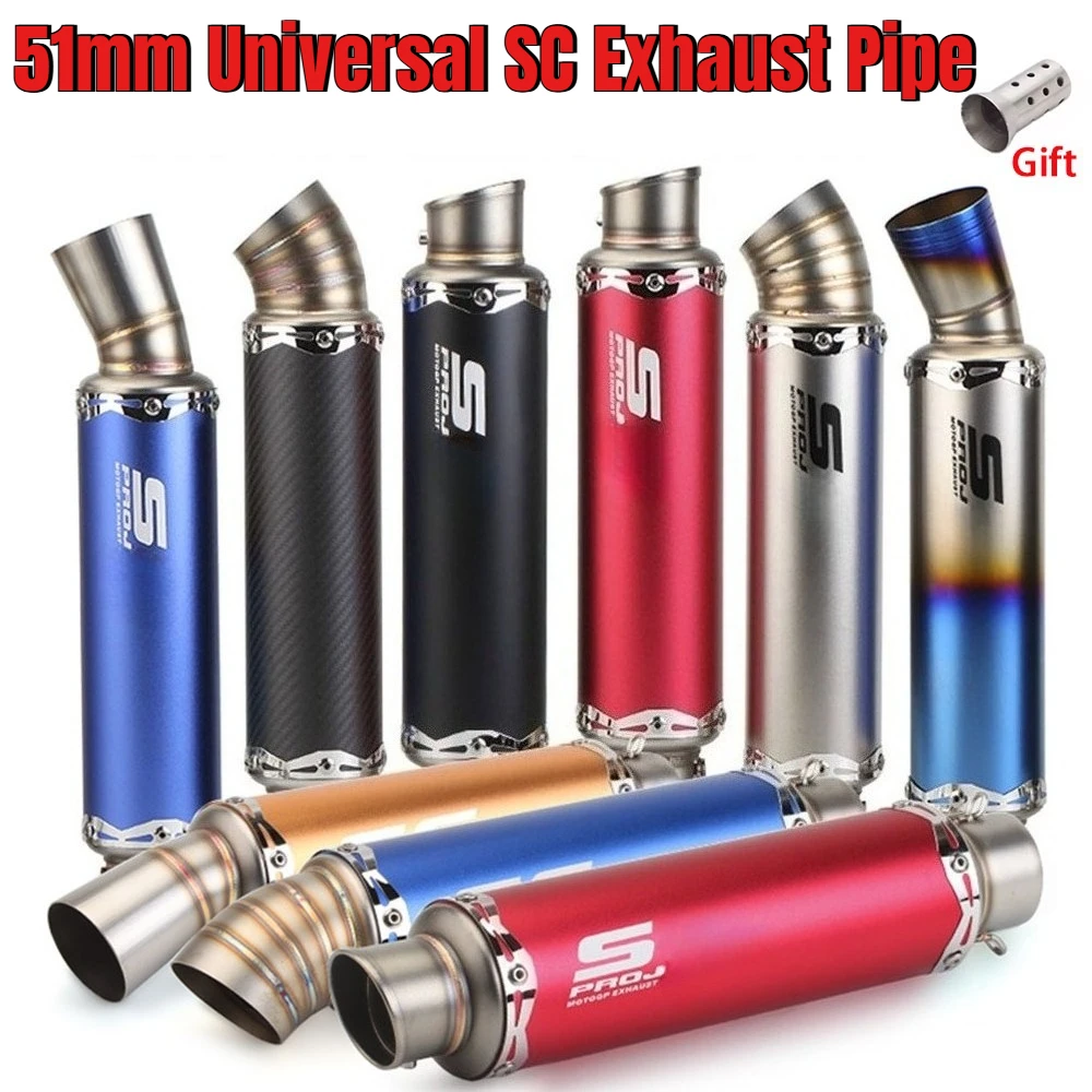

51mm Universal SC Motorcycle Exhaust Pipe For Ninja 250 300 400 Z800 Z900 Z1000 GSX R600 750 with BD Killer