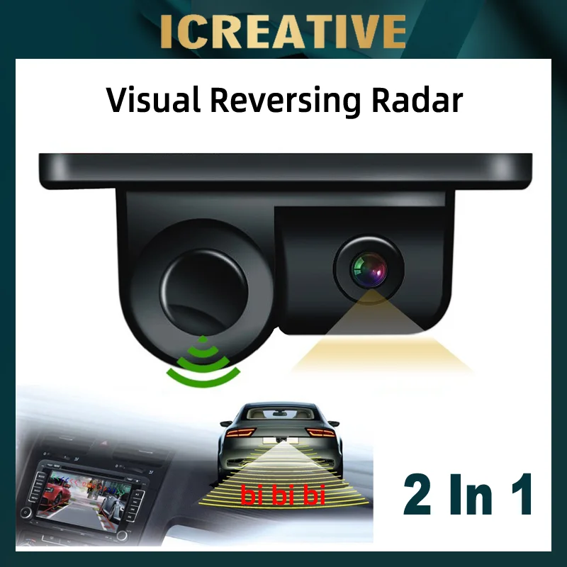2 in 1 Sound Alarm Parking Assistant System Radar Recorder Detector Sensor Car Reverse Backup Rear View Camera Night Vision