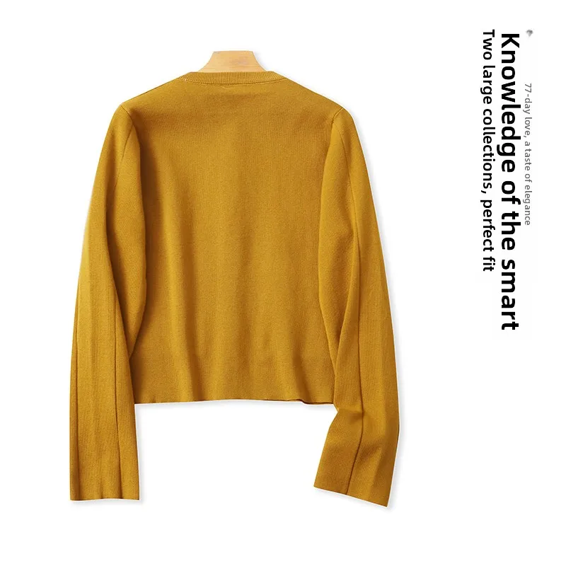 

Knitted Open Cardigan round Ne Long Sve Patchwork Single Button Autumn New Sle Women's Faion Anti-Aging Sweater 3406