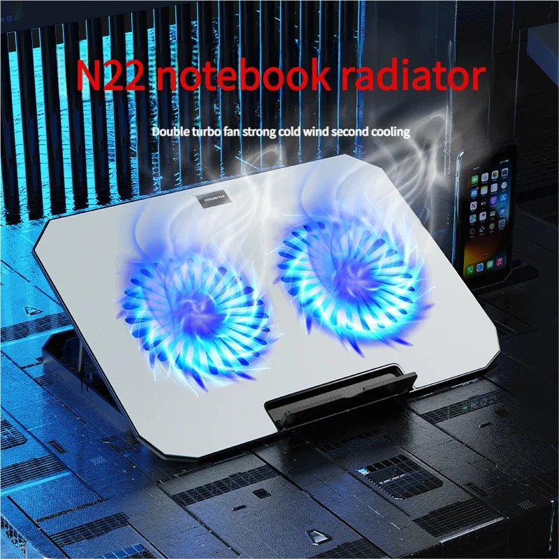 Laptop Cooling Pads Dual Silent Fans Rugged Plastic Construction with Non-Slip Pads Stock