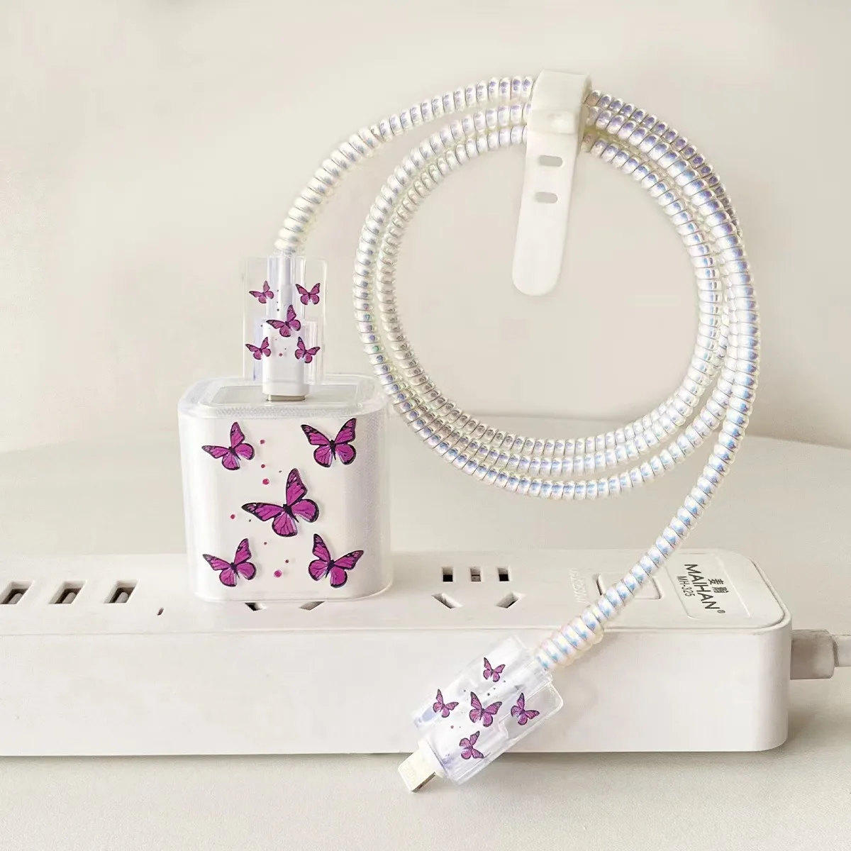 Protection Case Printing Butterfly Style For Iphone Apple 18/20W Charger Protector Shell USB Cable Management Cord Winder Kit